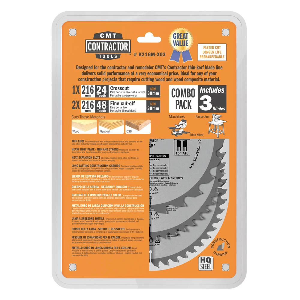CMT Klingesæt 216x30 Z24-48-48 W C - K216M-X03 3 CMT Klingesæt 216x30 Z24-48-48 W C - K216M-X03